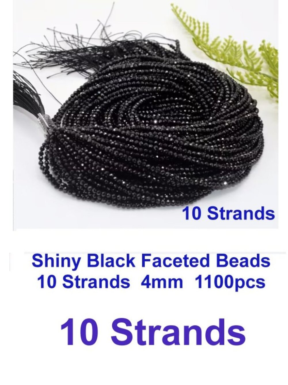 Shiny Black Faceted Beads 10 Strands  4mm  1100pcs